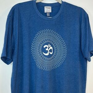 OM Graphic T-Shirt Men’s Mandala Blue Short Sleeve Tee Everyday Comfort Yoga